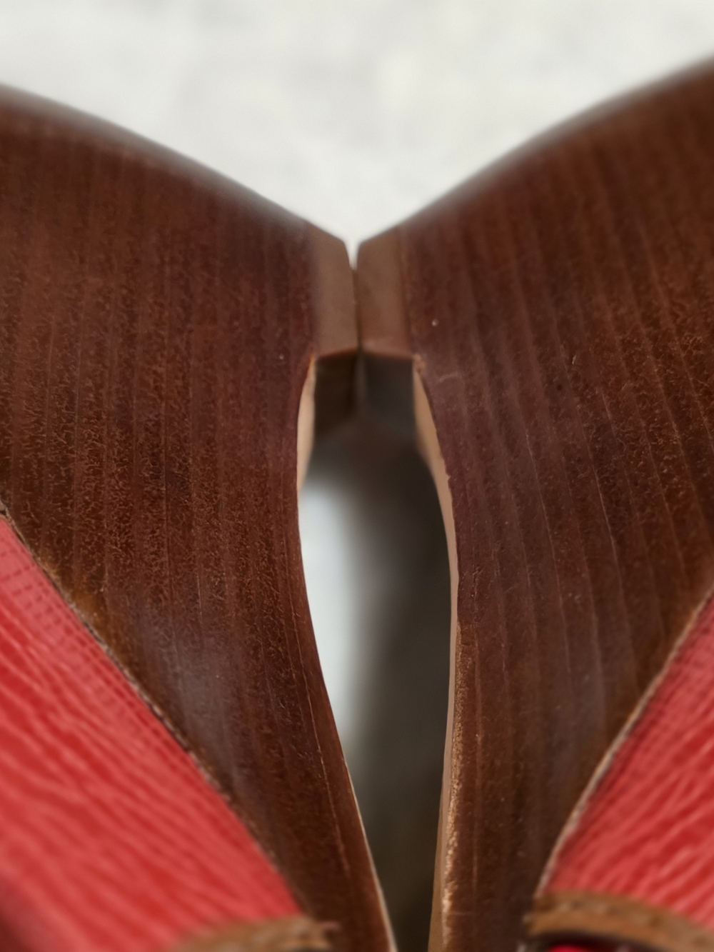 Cole Haan Red Thong Sandals with Brown Accent Straps and Stud Details - Picture 6 of 16
